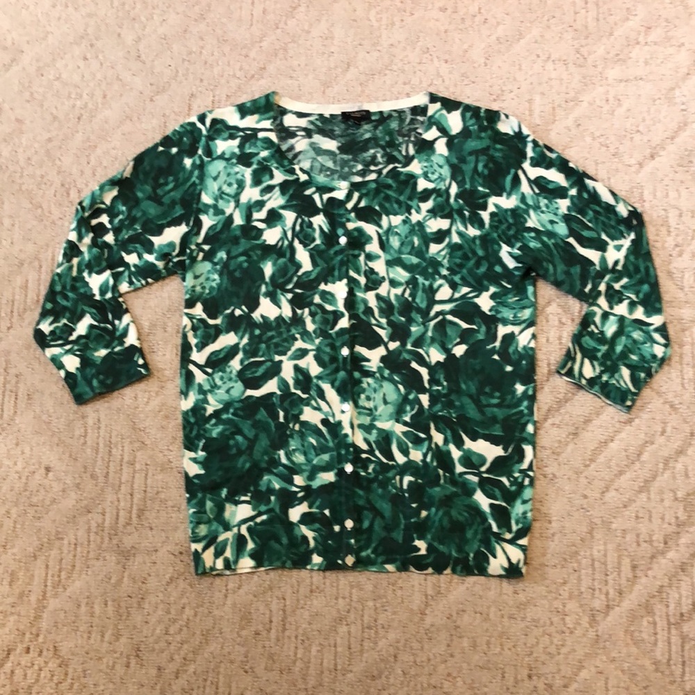 Talbots silk/cotton floral cardigan